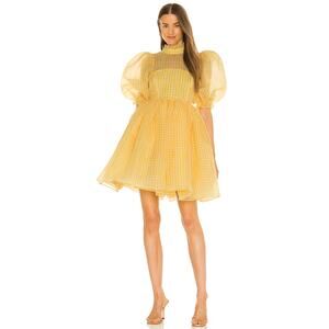 NWT Selkie Yellow Buttercream Gingham Royal Puff Dress Size Small